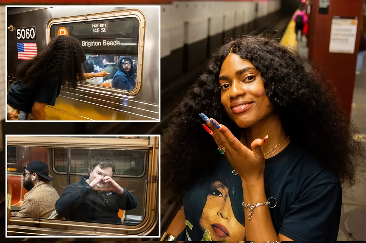 Exclusive | Meet the woman who blows kisses to unsuspecting subway riders in NYC -- see how they react