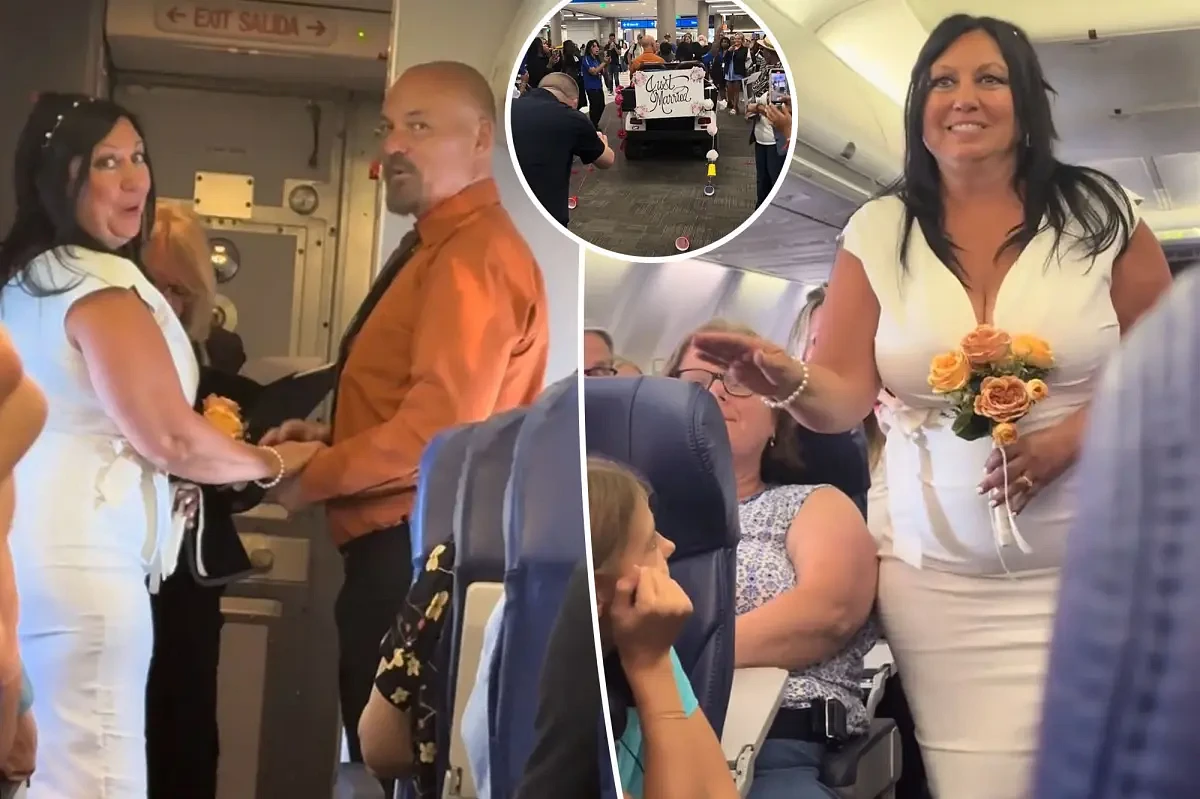 Couple getting married in airplane aisle block bathroom access: ‘I’ve never seen a wedding hostage situation’