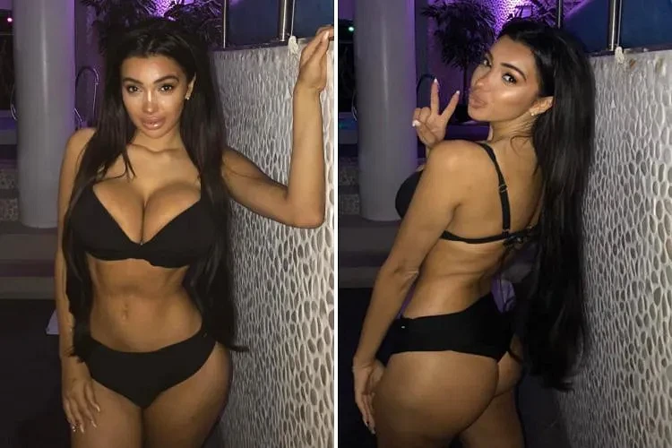 Chloe Khan strips to a VERY busty bikini as she teases fans with the prospect of a date
