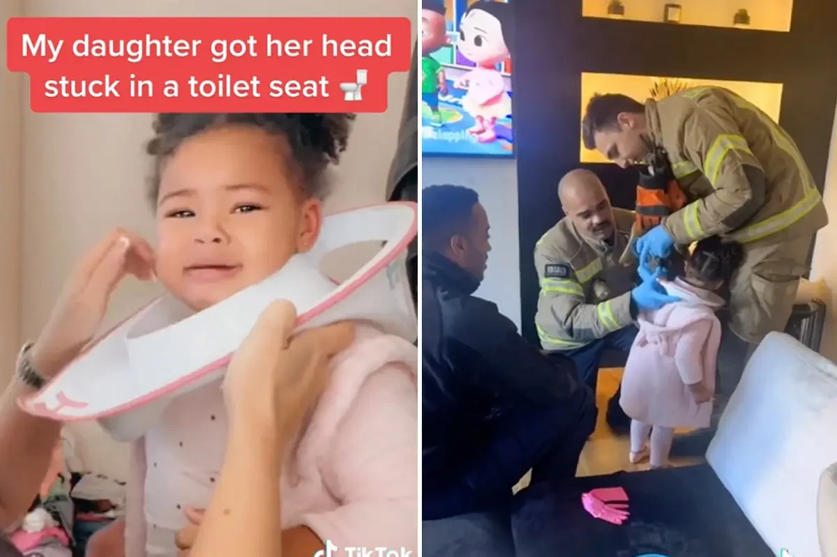 My daughter got a toilet seat stuck on her head during potty training