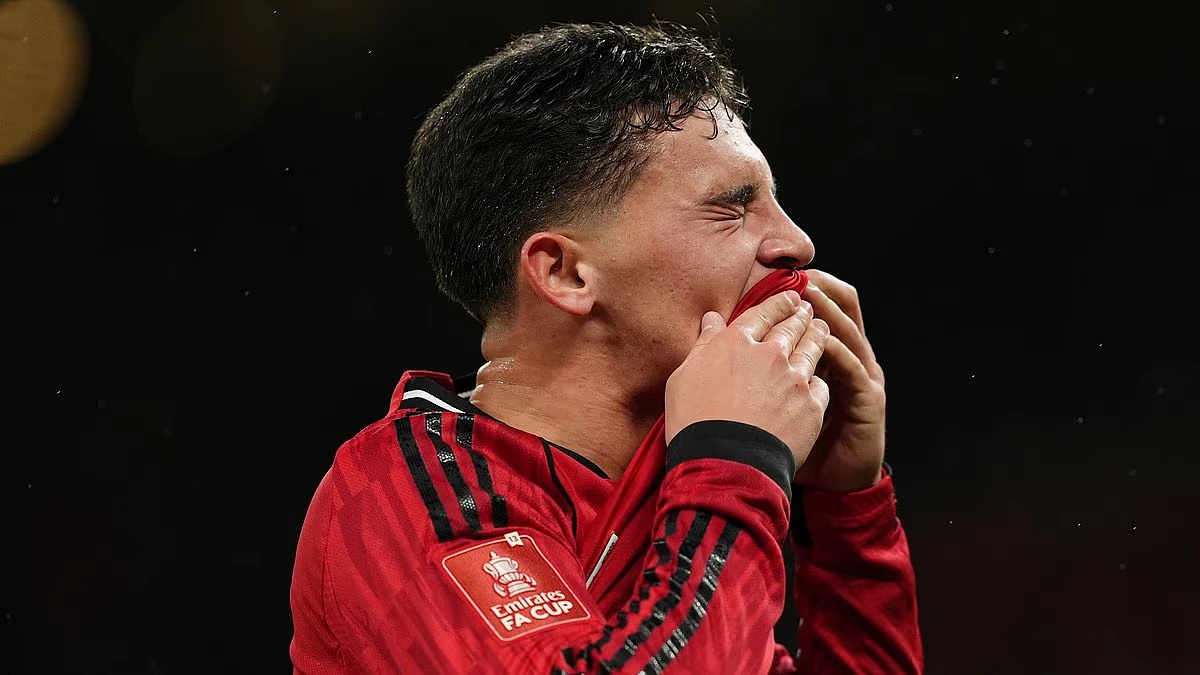 United wonderkid Lacey is SENT OFF in nightmare Old Trafford debut