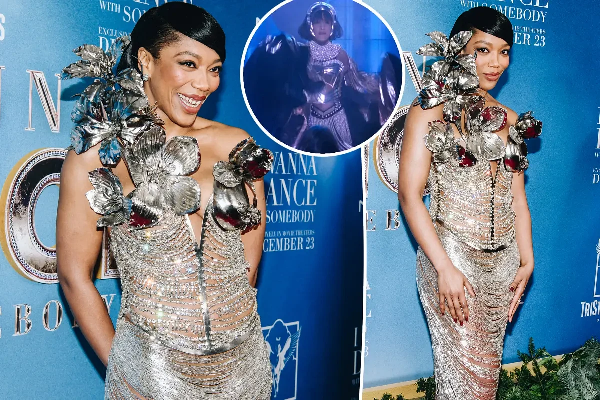 Naomi Ackie channels Whitney Houston in ‘liquid metal’ dress at movie premiere