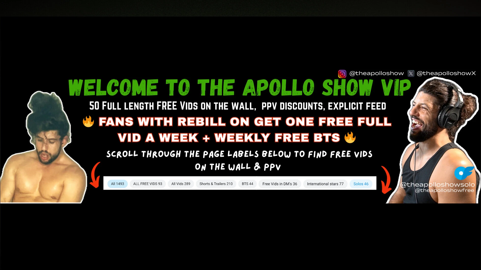 50xFREE VIDS ON THE FEED banner
